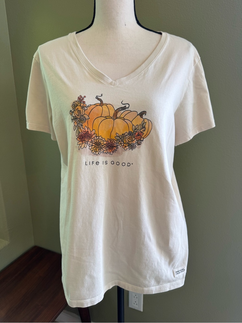Life is Good Pumpkin Patch V-Neck Tee